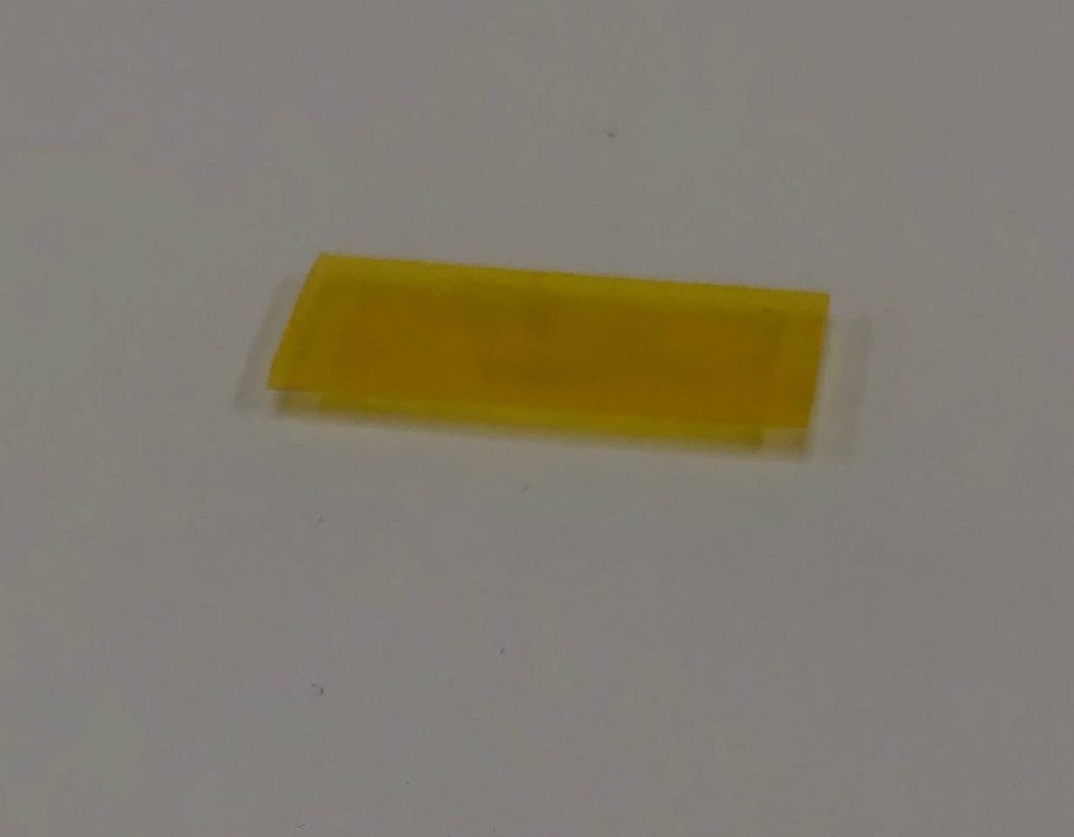Polyimide tape after 1 hour of plasma ashing, lighter amber colour