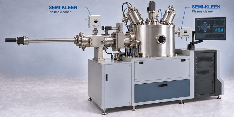 Sputter deposition tool with SEMI-KLEEN plasma cleaner (generic illustration)